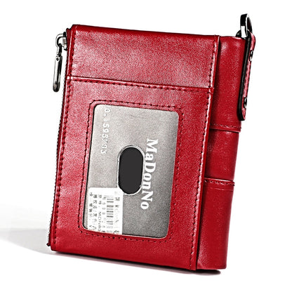 3529 Retro Crazy Horse Texture Double Zipper Anti-magnetic RFID Wallet for Man with Card Slots (Red) - Antimagnetic RFID Package by PMC Jewellery | Online Shopping South Africa | PMC Jewellery | Buy Now Pay Later Mobicred