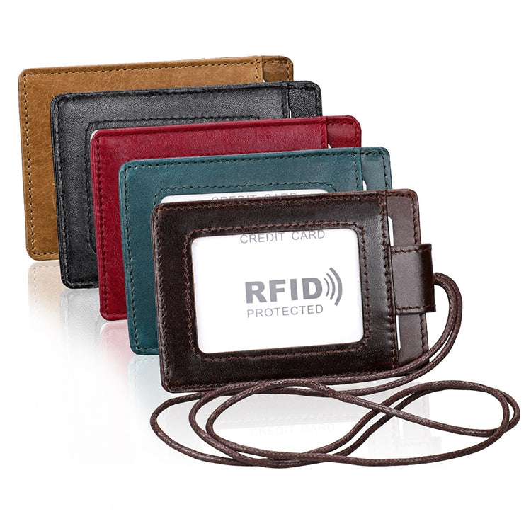 KB153 Antimagnetic RFID Leather Card Holder ID Card Badge with Lanyard(Blue) - free shipping - PMC TechLife - Order now!