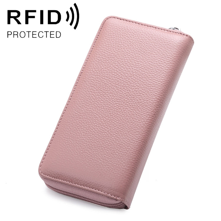 902 Antimagnetic RFID Litchi Texture Women Large Capacity Hand Wallet Purse Phone Bag with Card Slots(Light Pink) - Antimagnetic RFID Package by PMC Jewellery | Online Shopping South Africa | PMC Jewellery | Buy Now Pay Later Mobicred