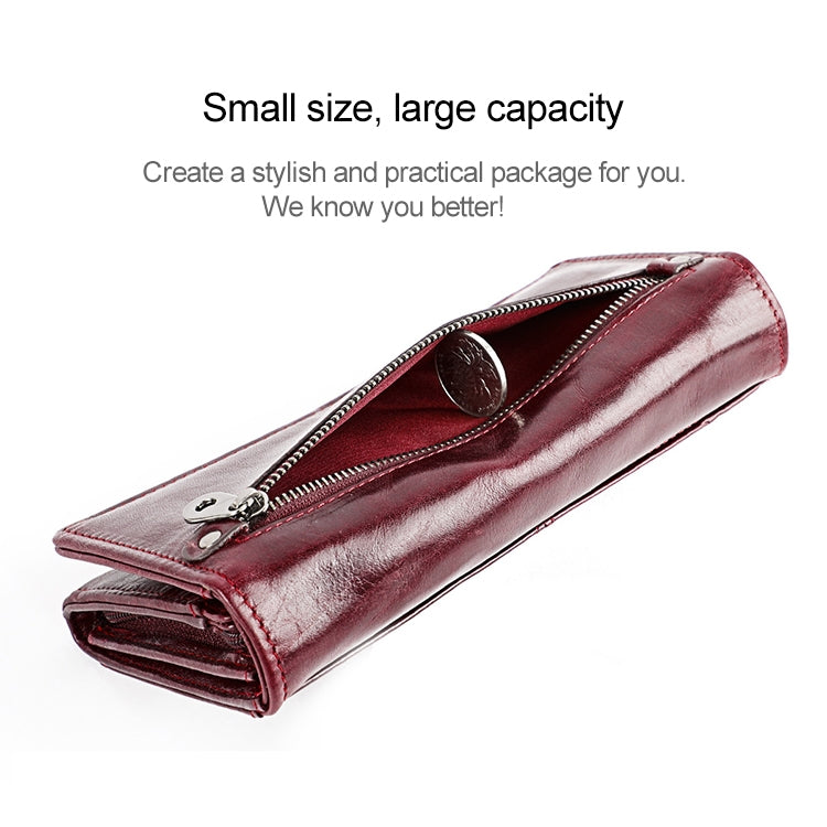 3559 Antimagnetic RFID Multi-function Zipper Retro Top-grain Leather Lady Purse Wallet (Yellowish-brown) - Antimagnetic RFID Package by PMC TechLife | Online Shopping South Africa | PMC TechLife | Buy Now Pay Later Mobicred