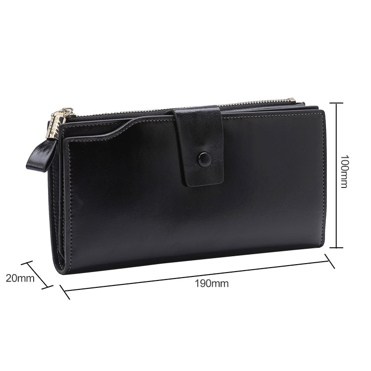 8236 Antimagnetic RFID Multi-function Oil Wax Leather Lady Wallet Large-capacity Purse (Black) - free shipping - PMC TechLife - Order now!