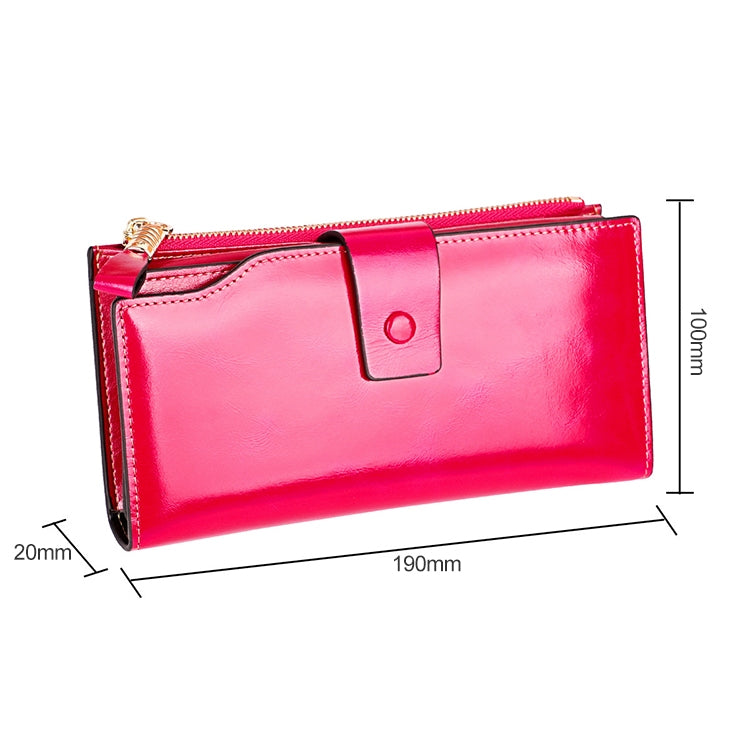8236 Antimagnetic RFID Multi-function Oil Wax Leather Lady Wallet Large-capacity Purse (Rose Red) - free shipping - PMC TechLife - Order now!