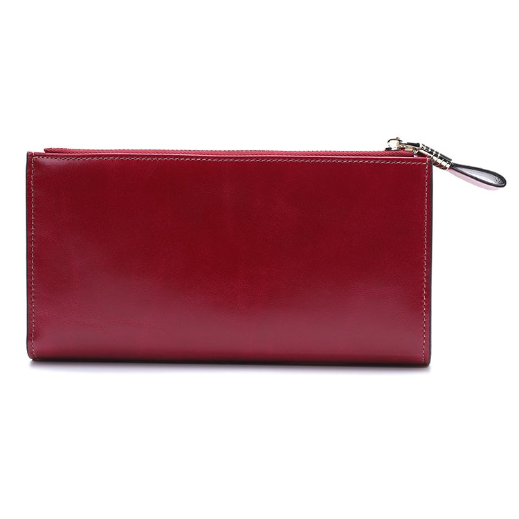 8236 Antimagnetic RFID Multi-function Oil Wax Leather Lady Wallet Large-capacity Purse (Red) - free shipping - PMC TechLife - Order now!