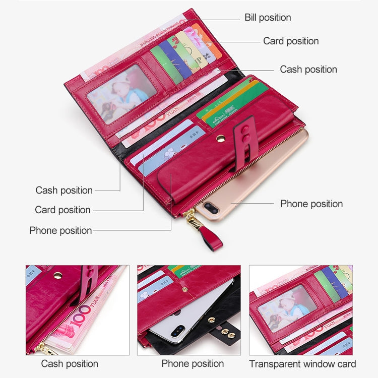 8239 Antimagnetic RFID Multi-function Leather Lady Wallet Large-capacity Purse with Detachable Card Holder(Blue) - Antimagnetic RFID Package by PMC TechLife | Online Shopping South Africa | PMC TechLife | Buy Now Pay Later Mobicred
