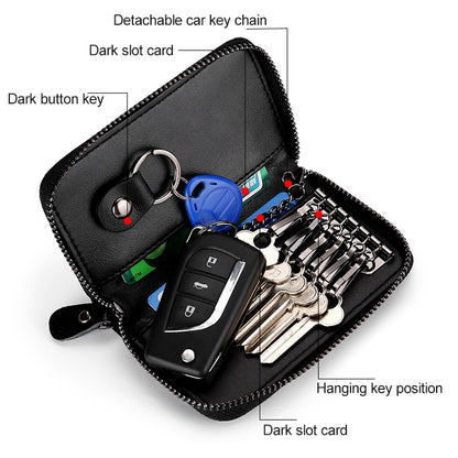 9106 Large-capacity Zipper Leather Keys Holder Bag Multi-function Wallet(Black) - Wallets by PMC Jewellery | Online Shopping South Africa | PMC Jewellery