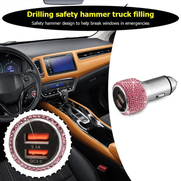 Car Diamond Aluminium Alloy QC3.0 Dual USB Quick Charger(Red) - free shipping - PMC TechLife - Order now!