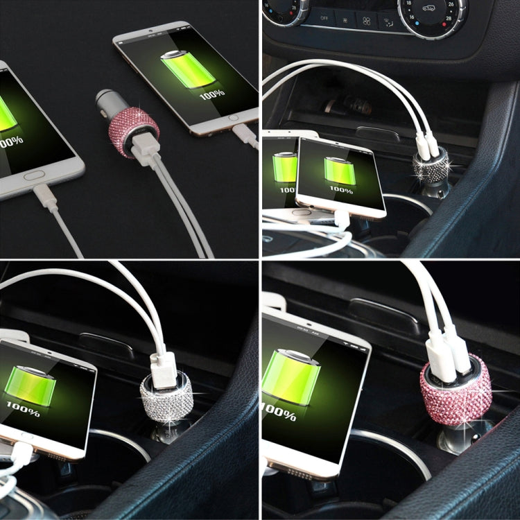 Car Diamond Aluminium Alloy QC3.0 Dual USB Quick Charger(Red) - free shipping - PMC TechLife - Order now!