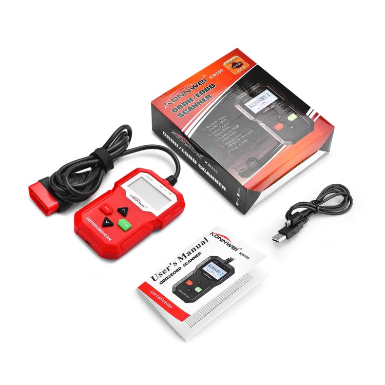 KONNWEI KW590 Mini OBDII Car Auto Diagnostic Scan Tools Auto Scan Adapter Scan Tool (Can Only Detect 12V Gasoline Car)(Red) - Code Readers & Scan Tools by KONNWEI | Online Shopping South Africa | PMC Jewellery