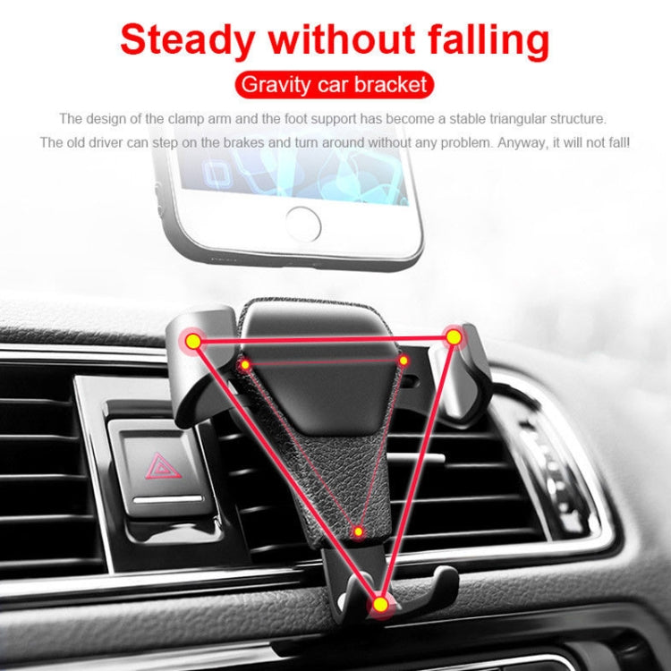 Litchi Texture Gravity Car Mount Phone Holder (Black) - Car Holders by PMC TechLife | Online Shopping South Africa | PMC TechLife