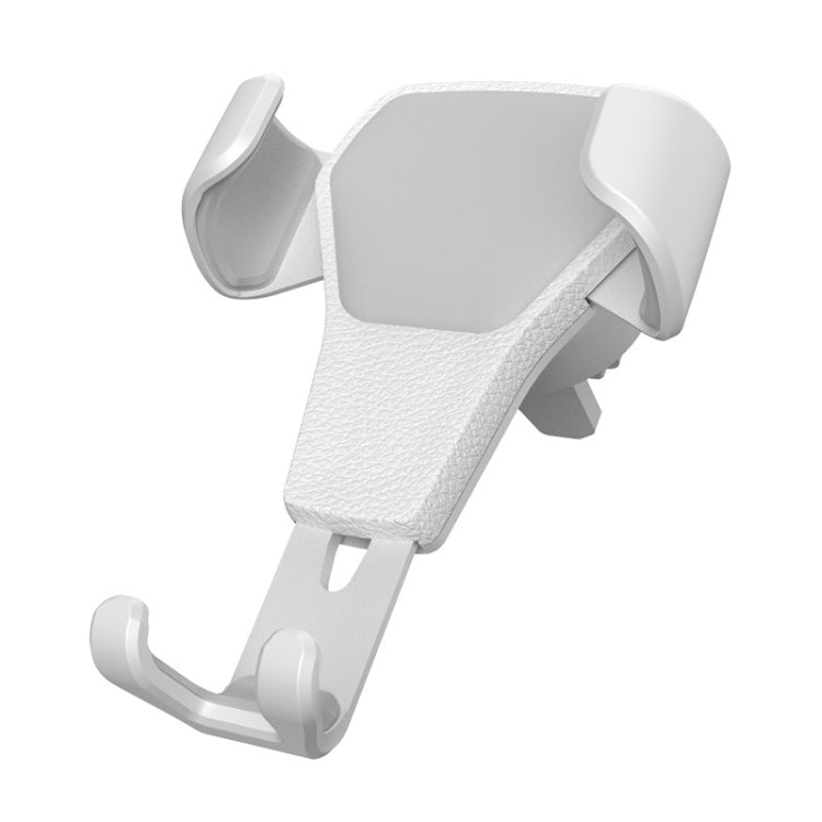 Litchi Texture Gravity Car Mount Phone Holder (White) - Car Holders by PMC TechLife | Online Shopping South Africa | PMC TechLife