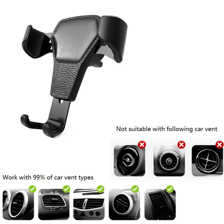 Litchi Texture Gravity Car Mount Phone Holder (White) - Car Holders by PMC TechLife | Online Shopping South Africa | PMC TechLife