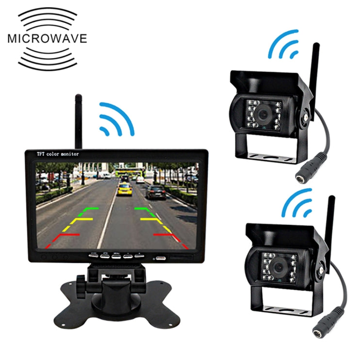 PZ-607-W1-2A Wireless Dual Cameras Rear View Camera Infrared Night Vision Rear View Parking Reversing System - Rear View Cameras by PMC Jewellery | Online Shopping South Africa | PMC Jewellery