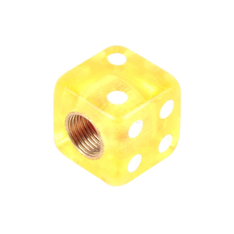 4 PCS Plastic Plated Dice Shape Universal Tire Valve Stem Cap(Yellow) - free shipping - PMC TechLife - Order now!