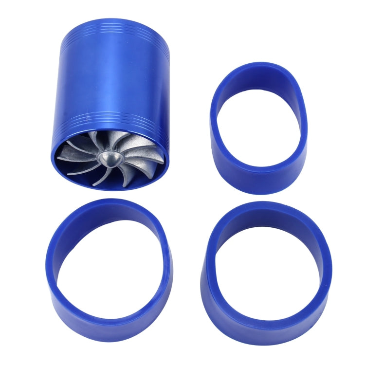 F1-Z Car Stainless Universal Supercharger Dual Double Turbine Air Intake Fuel Saver Turbo Turboing Charger Fan Set kit(Blue) - Engine Fittings by PMC TechLife | Online Shopping South Africa | PMC TechLife | Buy Now Pay Later Mobicred
