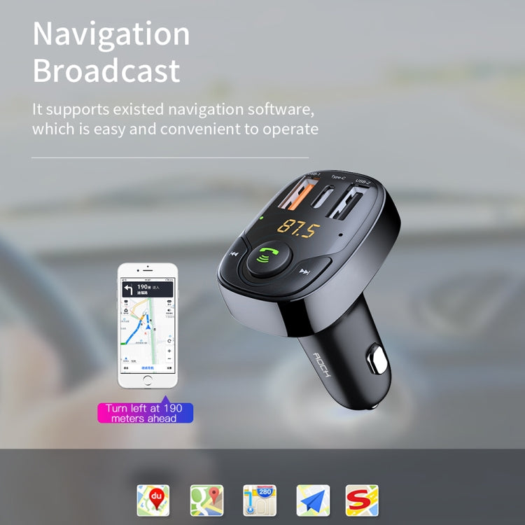 ROCK B301 Dual USB + PD Bluetooth 5.0 FM Transmitter & Car Charger, Support TF Card / U-disk(Black) - Bluetooth Car Kits by ROCK | Online Shopping South Africa | PMC Jewellery | Buy Now Pay Later Mobicred