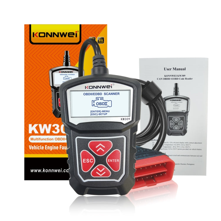 KONNWEI KW309 V309 V310 MS309 Code Reader OBD2 Scanner Diagnostic Tool(Black) - Code Readers & Scan Tools by KONNWEI | Online Shopping South Africa | PMC TechLife | Buy Now Pay Later Mobicred