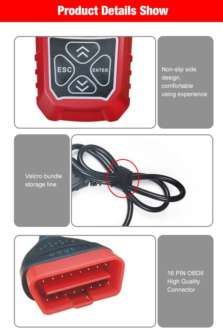 KONNWEI KW309 V309 V310 MS309 Code Reader OBD2 Scanner Diagnostic Tool(Red) - free shipping - PMC TechLife - Order now!