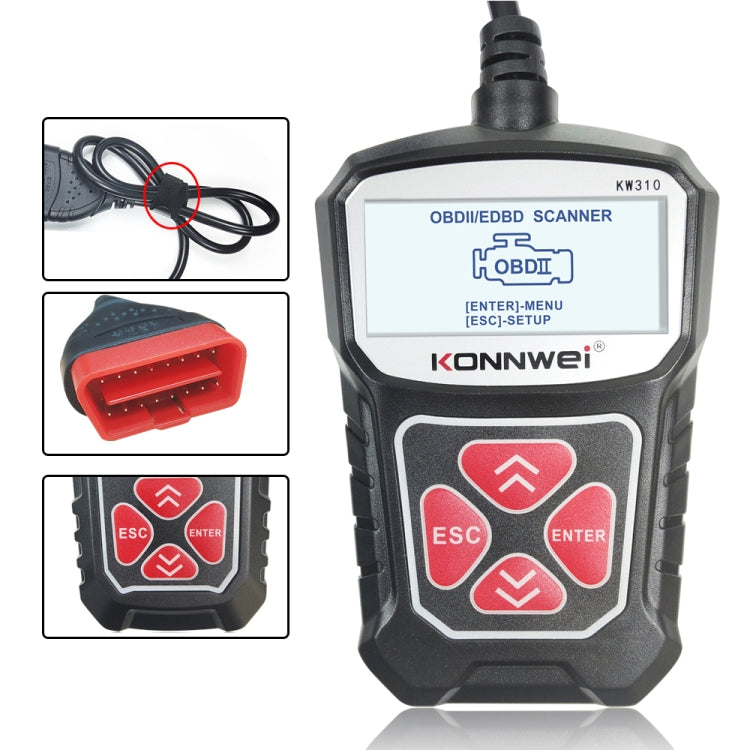 KONNWEI KW310 OBD Car Fault Detector Code Reader ELM327 OBD2 Scanner Diagnostic Tool(Black) - Code Readers & Scan Tools by KONNWEI | Online Shopping South Africa | PMC TechLife | Buy Now Pay Later Mobicred