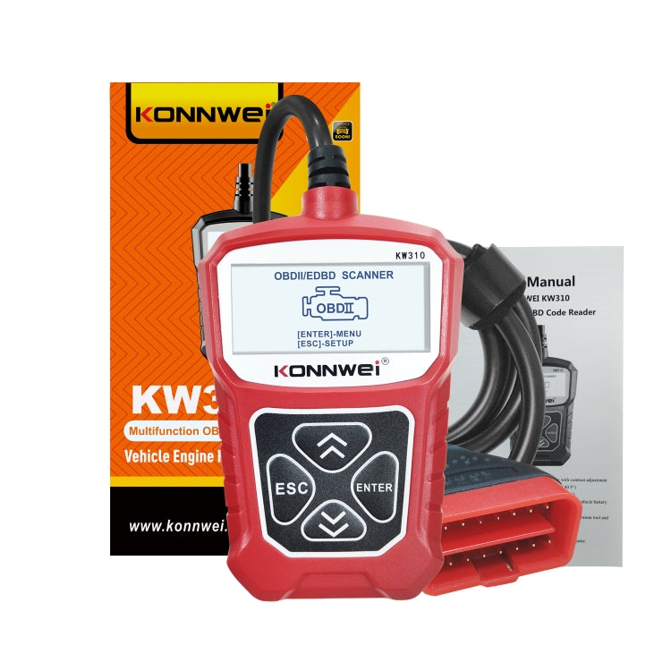 KONNWEI KW310 OBD Car Fault Detector Code Reader ELM327 OBD2 Scanner Diagnostic Tool(Red) - Code Readers & Scan Tools by KONNWEI | Online Shopping South Africa | PMC TechLife | Buy Now Pay Later Mobicred