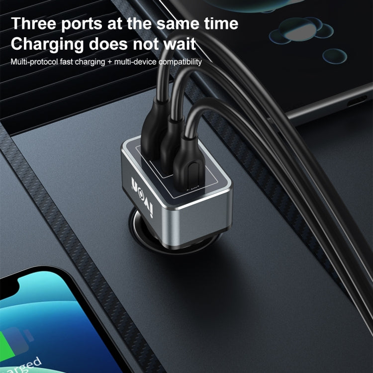 IVON CC43 45W PD 3.0 Dual USB-C / Type-C + QC 3.0 USB Port Square Car Charger - Car Charger by IVON | Online Shopping South Africa | PMC Jewellery | Buy Now Pay Later Mobicred