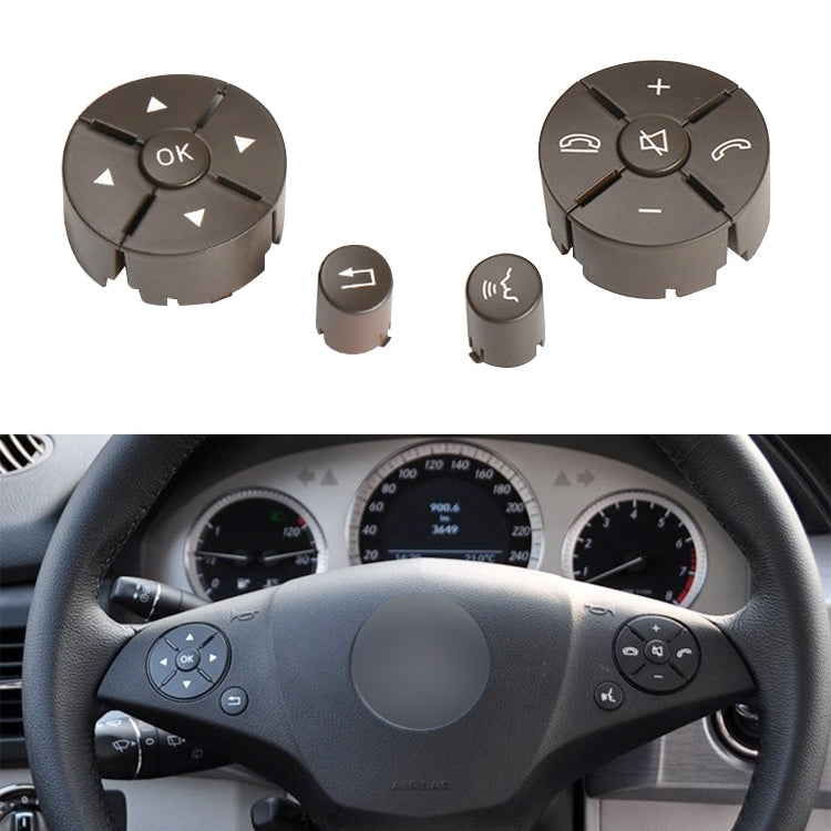 1 Pair Car Steering Wheel Switch Buttons Panel for Mercedes-Benz W204 2007-2014, Left Driving(Brown) - Car Switches by PMC Jewellery | Online Shopping South Africa | PMC Jewellery