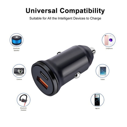 PD 20W USB-C / Type-C + QC 3.0 USB Interface Fast Charging Car Charger (Black) - Car Charger by PMC Jewellery | Online Shopping South Africa | PMC Jewellery