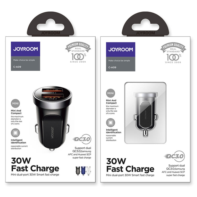 JOYROOM C-A09 30W Mini Dual QC3.0 Smart Car Charger (Black) - Car Charger by JOYROOM | Online Shopping South Africa | PMC Jewellery