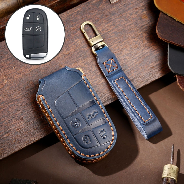 Hallmo Car Genuine Leather Key Protective Cover for Jeep Compass 4-button(Blue) - free shipping - PMC TechLife - Order now!