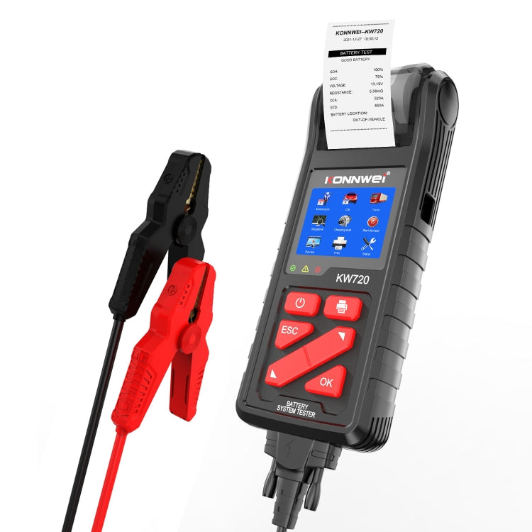 KONNWEI KW720 Car 3.2 inch 6V-24V Lead-acid Battery Tester with Printer - Code Readers & Scan Tools by KONNWEI | Online Shopping South Africa | PMC Jewellery | Buy Now Pay Later Mobicred