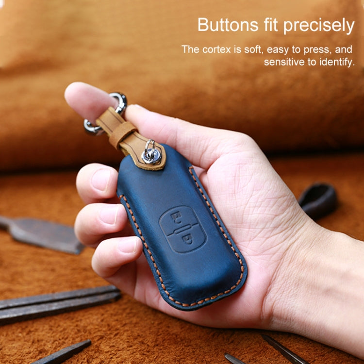For Mazda Old Style Hallmo Car Cowhide Leather Key Protective Cover Key Case, Two Keys Version(Blue) - free shipping - PMC TechLife - Order now!