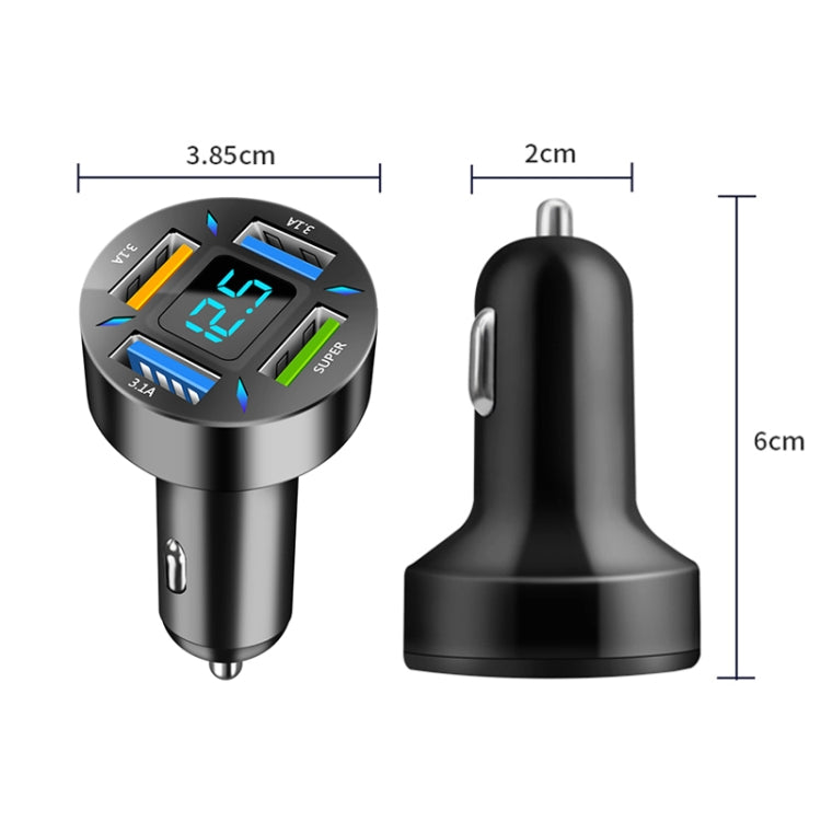 2pcs 4 in 1 USB 66W Digital Display Car Super Fast Charger - Car Charger by PMC Jewellery | Online Shopping South Africa | PMC Jewellery