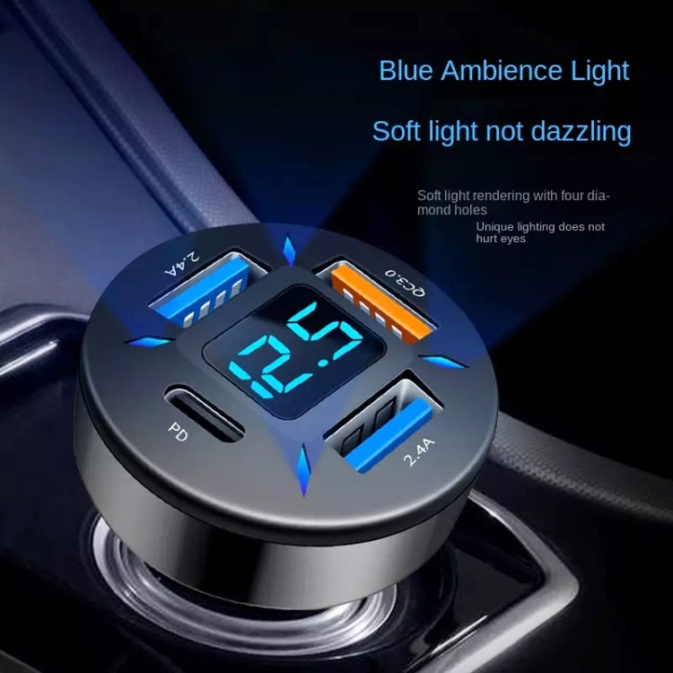 2pcs 4 in 1 USB 66W Digital Display Car Super Fast Charger - Car Charger by PMC TechLife | Online Shopping South Africa | PMC TechLife
