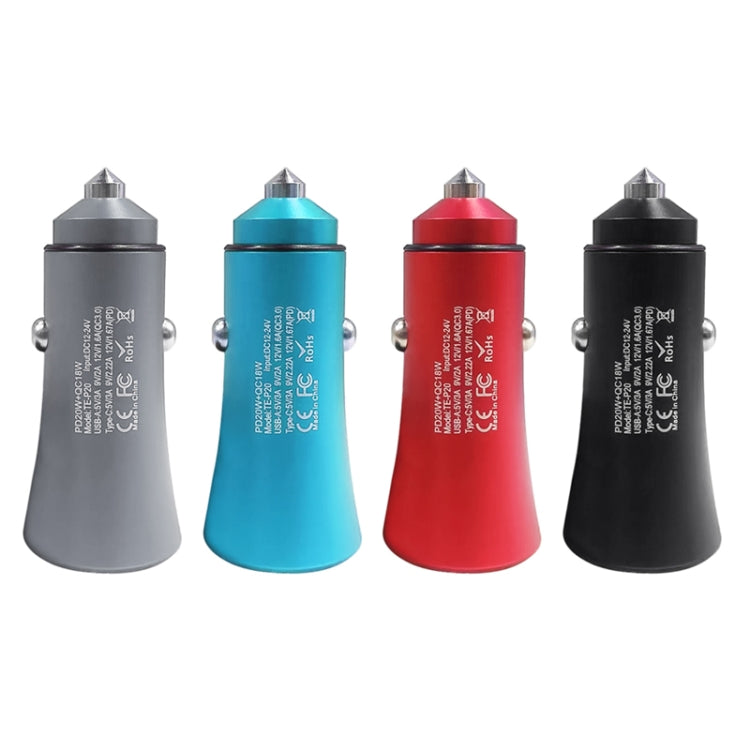 2pcs PD 20W Aluminum Alloy Dual Interface Car Fast Charger (Red) - Car Charger by PMC TechLife | Online Shopping South Africa | PMC TechLife