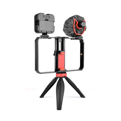 YELANGU PC204 YLG1801D Vlogging Live Broadcast LED Selfie Light Smartphone Video Rig Handle Stabilizer Bracket Kits with Microphone & Tripod - Camera Cage by YELANGU | Online Shopping South Africa | PMC Jewellery | Buy Now Pay Later Mobicred