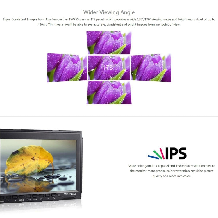 FEELWORLD FW759 1280x800 7 inch IPS Screen Ultra-thin HD Camera Field Monitor - On-camera Monitors by FEELWORLD | Online Shopping South Africa | PMC Jewellery | Buy Now Pay Later Mobicred