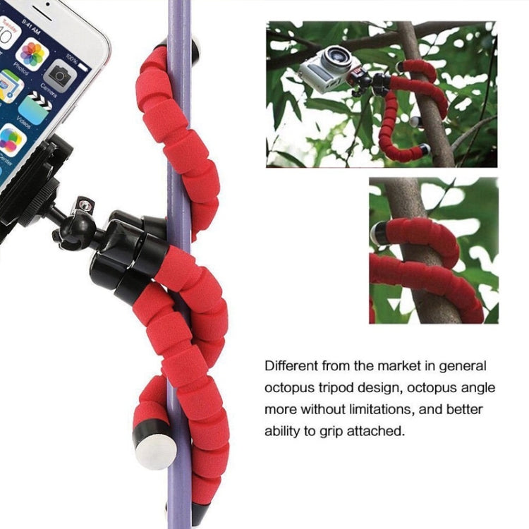 Mini Octopus Flexible Foam Tripod Holder with Phone Clamp & Remote Control(Black) - Stand by PMC Jewellery | Online Shopping South Africa | PMC Jewellery