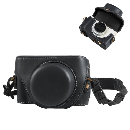 For Sony ZV-1F Vlog Camera Full Body Leather Camera Case Bag with Strap (Black) - Leather Bag by PMC Jewellery | Online Shopping South Africa | PMC Jewellery