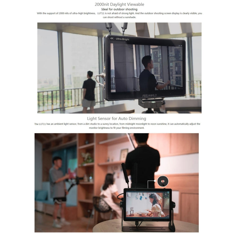 FEELWORLD LUT11 10.1 inch Ultra High Bright 2000nit Touch Screen DSLR Camera Field Monitor, 4K HDMI Input Output 1920 x 1200 IPS Panel(UK Plug) - On-camera Monitors by FEELWORLD | Online Shopping South Africa | PMC Jewellery