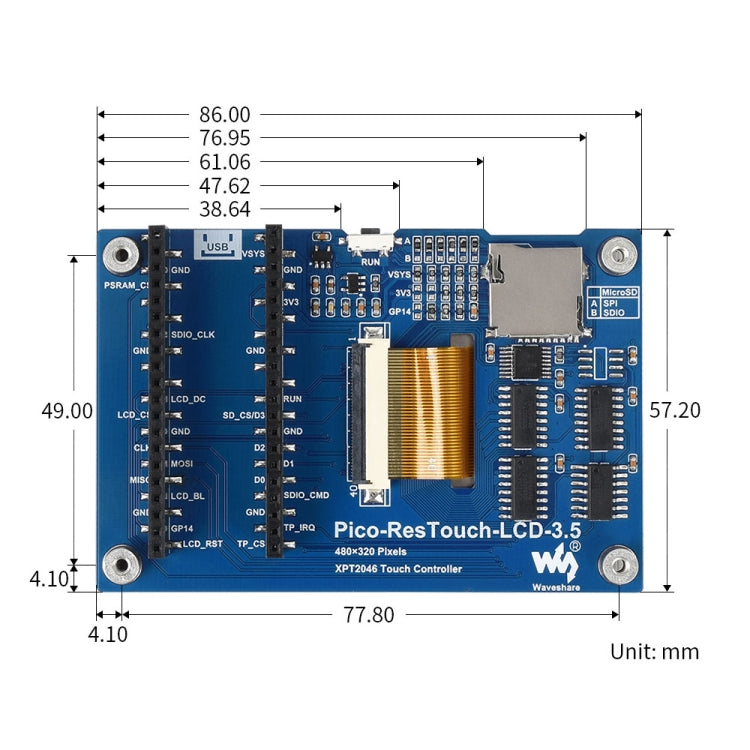 WAVESHARE 3.5 inch 65K Colors 480 x 320 Touch Display Module for Raspberry Pi Pico, SPI Interface - LCD & LED Display Module by WAVESHARE | Online Shopping South Africa | PMC Jewellery | Buy Now Pay Later Mobicred