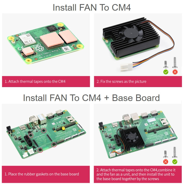 Waveshare Dedicated All-in-One 3007 Cooling Fan for Raspberry Pi CM4, Speed Adjustable, with Thermal Tapes - free shipping - PMC TechLife - Order now!