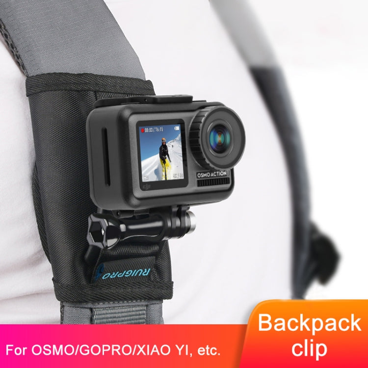 RUIGPRO Hook and Loop Fastener Backpack Rec-Mounts Clip Clamp Mount with Screw for GoPro HERO9 Black / HERO8 Black /7 /6 /5 /5 Session /4 Session /4 /3+ /3 /2 /1, DJI Osmo Action, Xiaoyi and Other Action Cameras(Black) -  by RUIGPRO | Online Shopping South Africa | PMC Jewellery