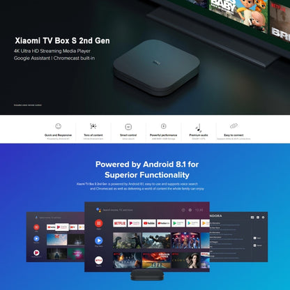 [HK Warehouse] Xiaomi TV Box S 2nd Gen 4K HDR Google TV with Google Assistant Remote Streaming Media Player, Cortex-A55 Quad-core 64bit, 2GB+8GB, Google TV, EU Version(Black) - Others by Xiaomi | Online Shopping South Africa | PMC Jewellery