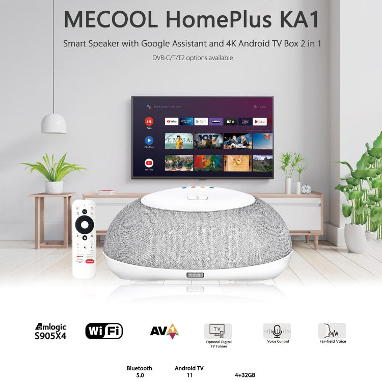 MECOOL KA1 Smart TV Speaker Android 11 TV Box with Remote Control, Amlogic S905X4 Quad Core Cortex-A55, 4GB+32GB, Dual-Band / Bluetooth / Ethernet / OTT(AU Plug) - Amlogic S905 by MECOOL | Online Shopping South Africa | PMC Jewellery