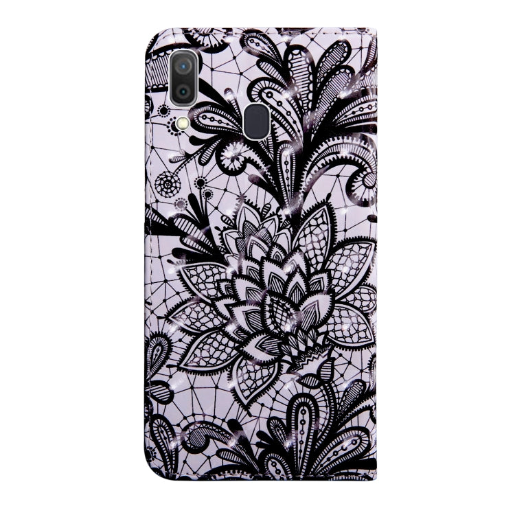 3D Painting Pattern Coloured Drawing Horizontal Flip TPU + PU Leather Case with Holder & Card Slots & Wallet, For:For Galaxy A40(Black Lace) - Galaxy Phone Cases by PMC Jewellery | Online Shopping South Africa | PMC Jewellery