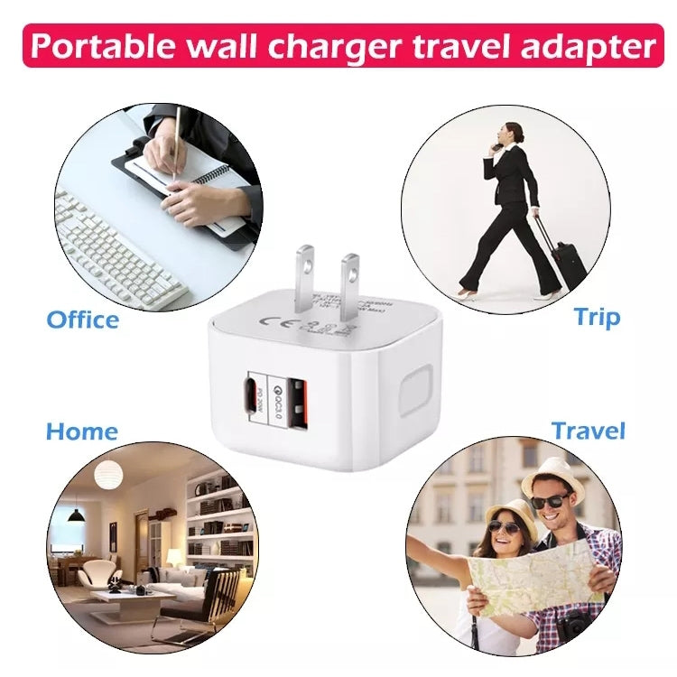 YSY-6087 20W PD + QC 3.0 Dual Ports Travel Charger Power Adapter, US Plug - USB Charger by PMC Jewellery | Online Shopping South Africa | PMC Jewellery