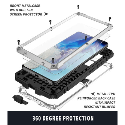 For Samsung Galaxy S21 Ultra 5G R-JUST Shockproof Waterproof Dust-proof Metal + Silicone Protective Case with Holder(Silver) - Galaxy S21 Ultra 5G Cases by R-JUST | Online Shopping South Africa | PMC Jewellery | Buy Now Pay Later Mobicred