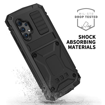 For Samsung Galaxy A32 4G R-JUST Waterproof Shockproof Dustproof Metal + Silicone Protective Case with Holder(Black) - Galaxy Phone Cases by R-JUST | Online Shopping South Africa | PMC Jewellery