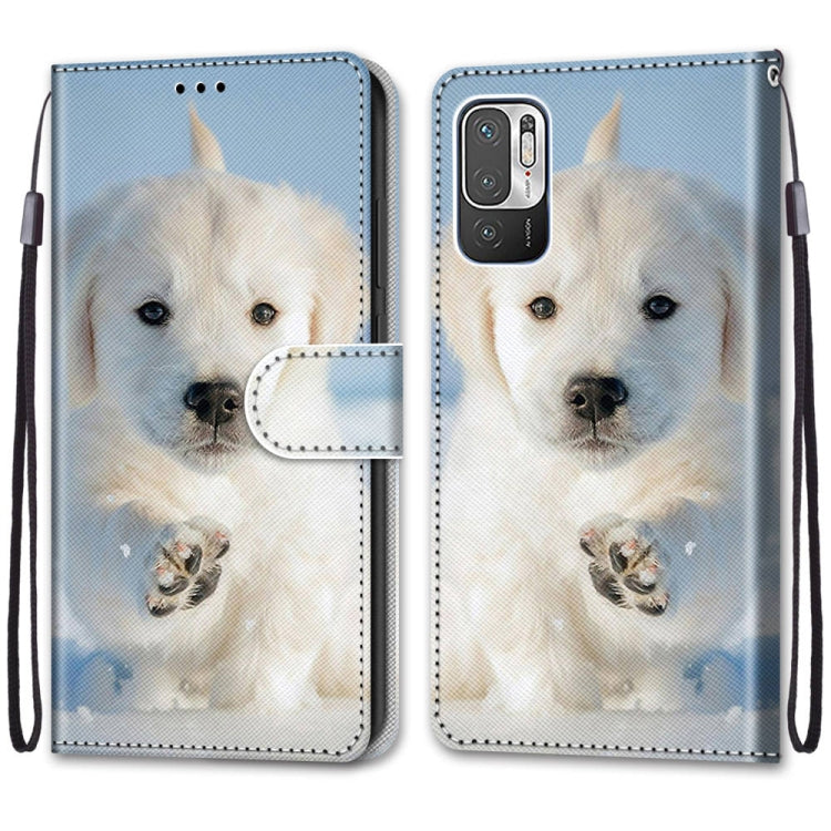 For Xiaomi Redmi Note 10 5G Coloured Drawing Cross Texture Horizontal Flip PU Leather Case with Holder & Card Slots & Wallet & Lanyard(Snow Puppy) - Xiaomi Cases by PMC Jewellery | Online Shopping South Africa | PMC Jewellery