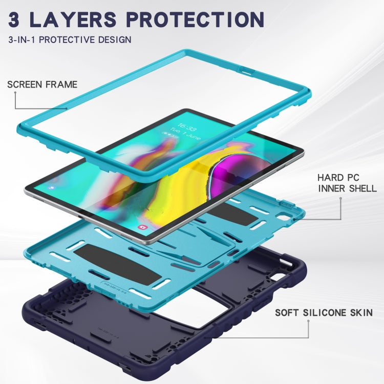 3-Layer Protection Screen Frame + PC + Silicone Shockproof Combination Case with Holder For Samsung Galaxy Tab S5e T720(NavyBlue + Blue) - Tab S5E 10.5 T720 / T725 by PMC Jewellery | Online Shopping South Africa | PMC Jewellery | Buy Now Pay Later Mobicred