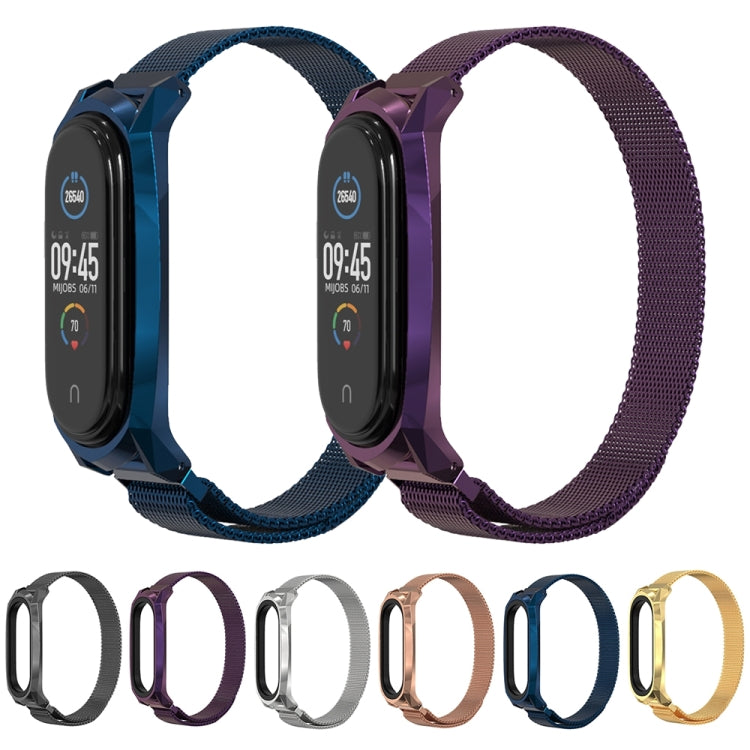 For Xiaomi Mi Band 6 / 5 / 4 / 3 Mijobs Milan Magnetic GT Stainless Steel Watch Band(Blue) - Watch Bands by MIJOBS | Online Shopping South Africa | PMC Jewellery | Buy Now Pay Later Mobicred